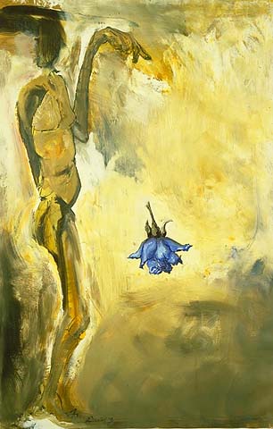 figure and flower in oil on paper