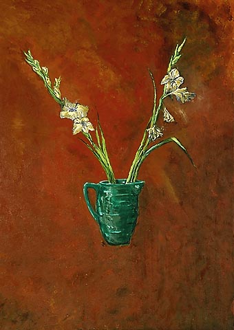 gladiolas painted in oil on panel