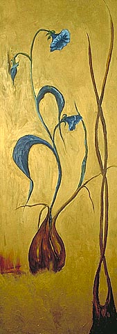fantastic plant form in oil on panel with gold encaustic background