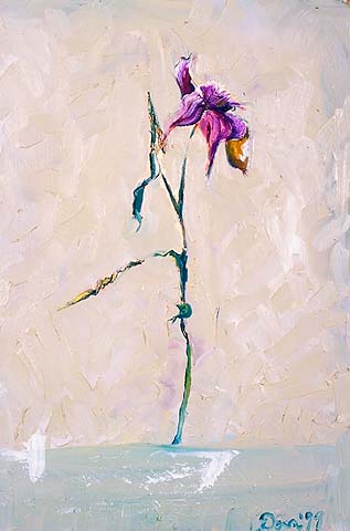 single flower stem oil on canvas