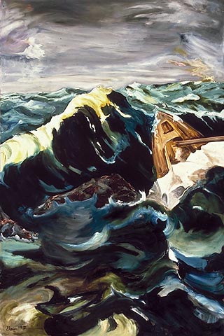 storm tossed sea and shipwreck