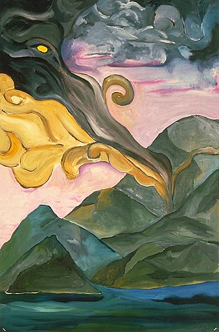 dream image of sea mountains sky