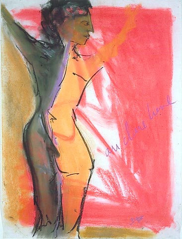 fugure drawing in pastel on paper