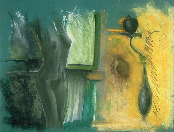 nude figure and sculpture images pastel on paper